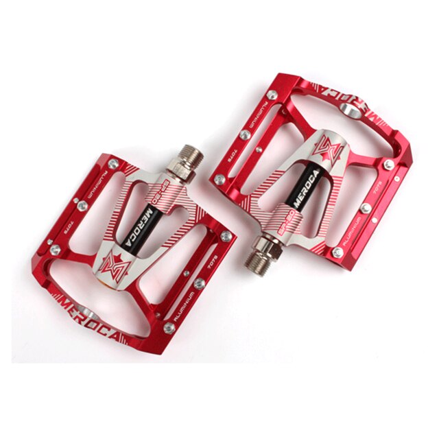 MEROCA – pédale de vtt antidérapante en alliage d'aluminium, 9/16 pouces, pour route et montagne, BMX, ultralégère: Red 1 Pair