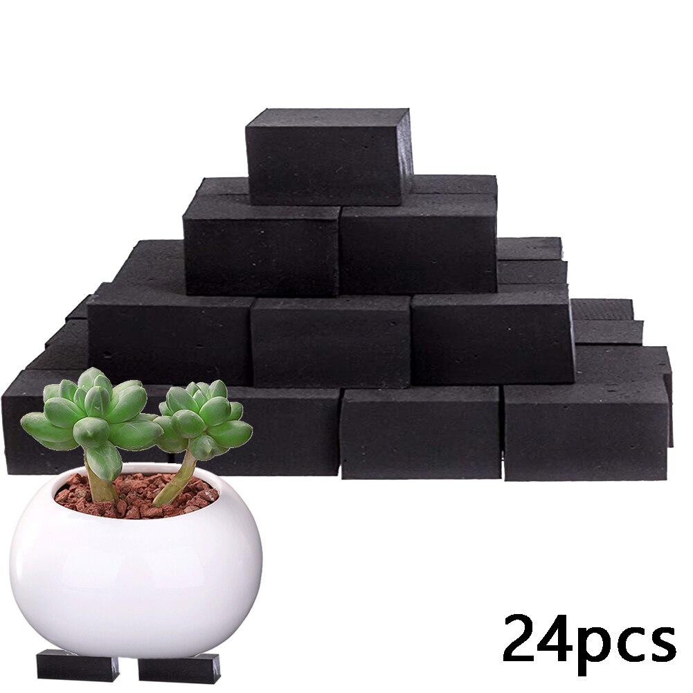 24Pcs Natural Rubber Flower Pot Mat Invisible Plant Pots Risers Pad Flower Pot Feet Black: Round