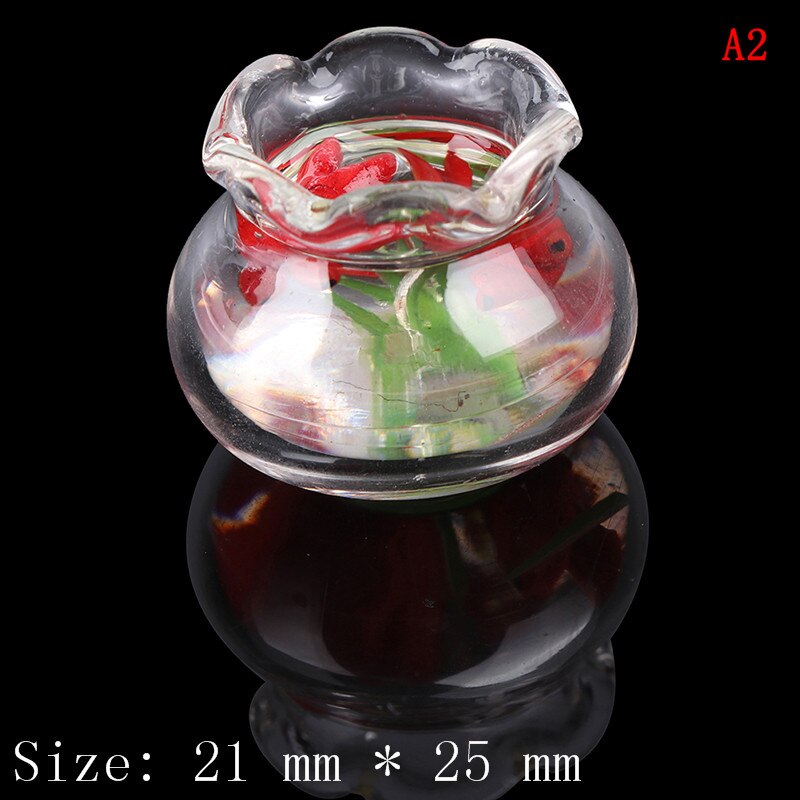 Glass Fish Tank Transparent Aquarium Dollhouse Home Ornaments Kids Toys Doll Toy Pretend Play Toys 1:12 Dollhouse Miniature: A2