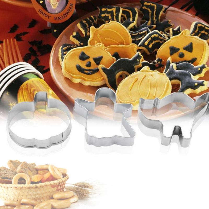 3 Stks/set Rvs Pompoen Cookie Cutter Cakevorm Halloween Kerst Decor Huishouden Keuken Creatieve Bakvorm