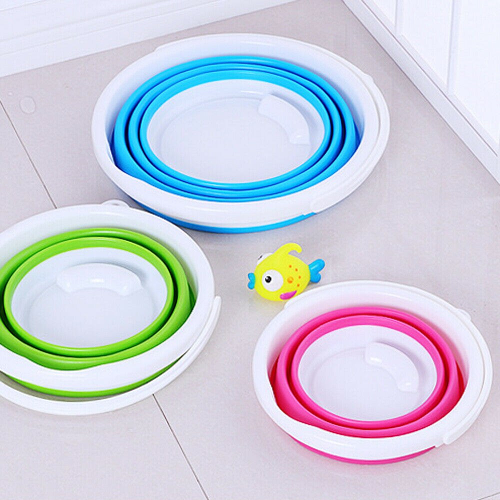 3L Folding Silicone Collapsible Bucket Camping Outdoor Fishing Pot Durable Car Accessories Good For RV Camper Trailer Caravan