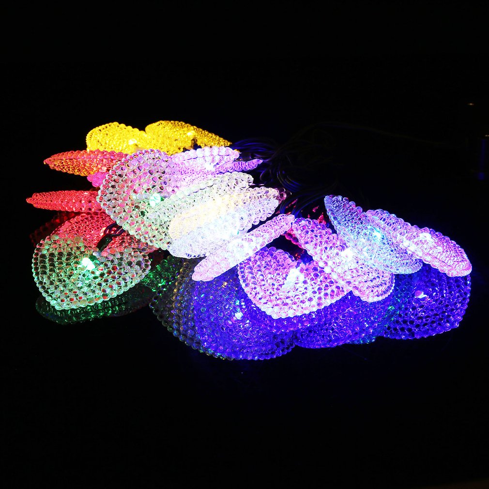 20 LED Heart Solar String Lights with Solar Panel Waterproof String Light for Outdoor Christmas Party Wedding Decoration: RGB