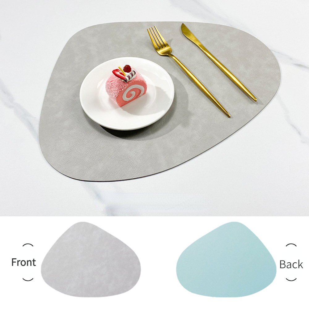 Tapete de mesa con almohadilla aislante de PU antideslizante de doble cara, mantel individual de cuero con forma de gota de agua con patrón de piel de vaca de imitación de estilo nórdico: M / Verde
