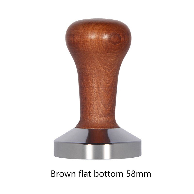 Stainless steel tamped coffee machine handmade wooden handle coffee dust hammer coffee coffee machine tool accessories: Plum