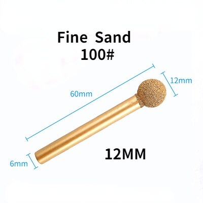 Gelötete Diamant Schleifen Kopf 6mm Schaft/Legierung Schleifen Kopf Grob Sand Feine Sand/stein Carving Schleifen Kopf sphärische: fein Sand  12MM