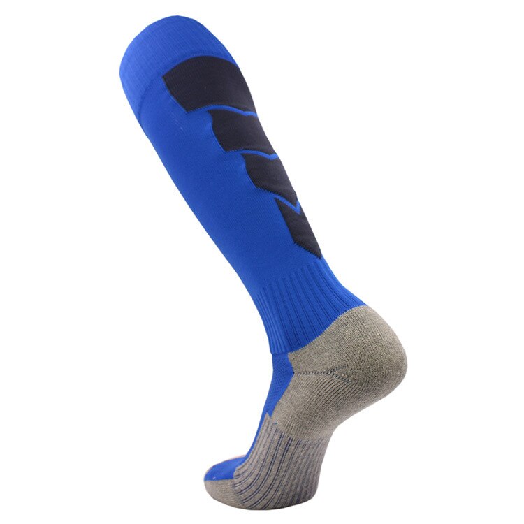 Men Compression Long Soccer Socks Cushion Non-slip Breathable Thicker Football Stocking Training Sports Cycling Socks: blue / EU 29-34