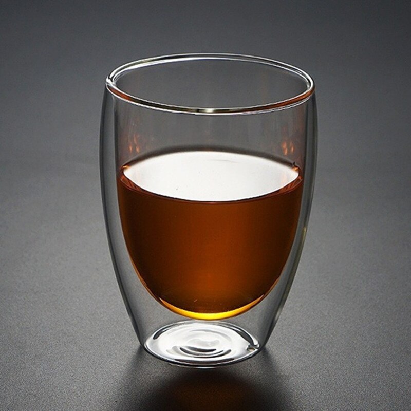 Double wall glass cup Heat resistant glass coffee cup Whiskey Glass tea cup beer mug 80ml capacity glass cup shot drinkware: 350ML