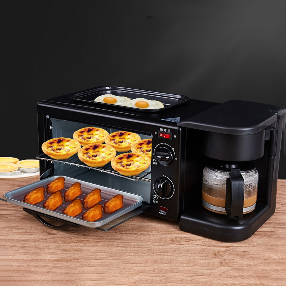Multifunktionel husholdning tre-i-en morgenmaskine kaffemaskine, rister, brødmaskine