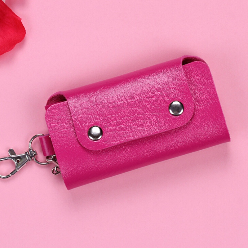 Key Wallets for Women Men 6 Rings Keys Holder Organizer Manager Faux Leather Buckle Key Wallet Purse Car Keychain for Women Men: Rose