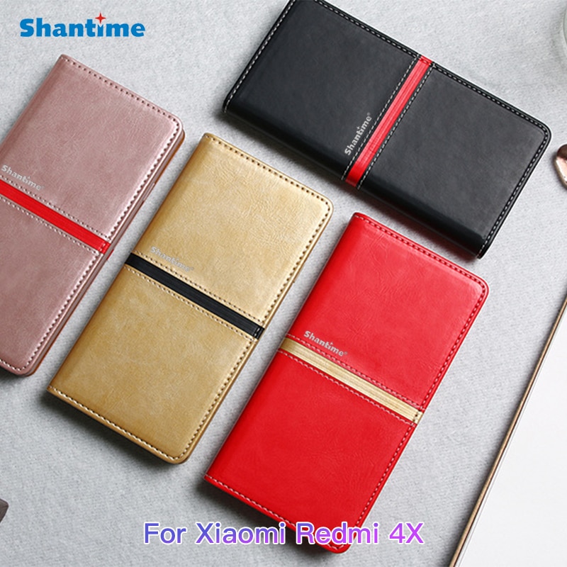Luxe Vintage Lederen Boek Case Voor Xiaomi Redmi 4X Case Soft Silicone Cover Voor Xiaomi Redmi 4X Zakelijke Telefoon bag Case