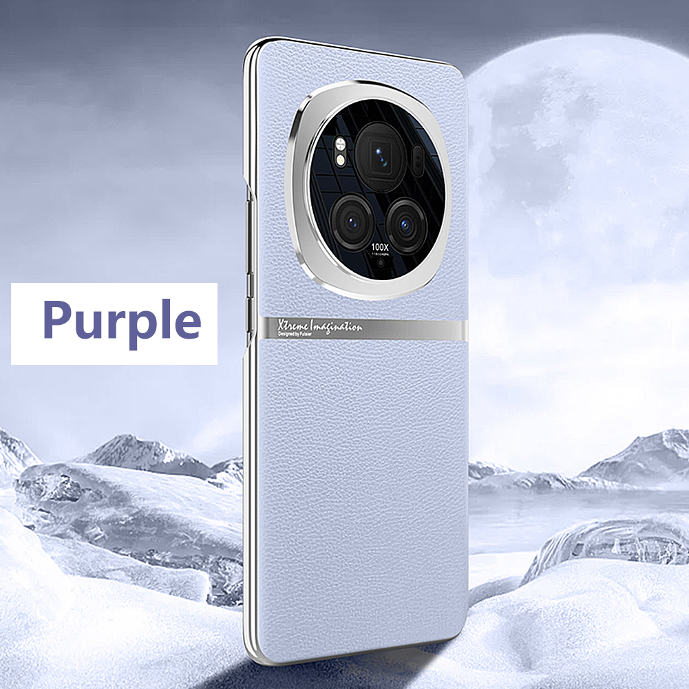 Funda de cuero Original para Honor Magic 6 Pro, cubierta trasera a prueba de golpes, parachoques chapado para Huawei Magic6 Pro, funda dura para teléfono móvil y PC: Morado
