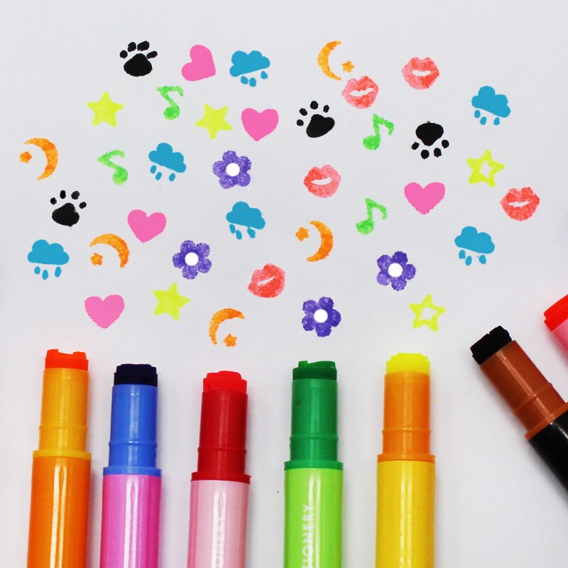 40 pcs/Lot métal pointe fine couleur stylo 2 en 1 timbre sceau surligneur marqueur double face écriture Scrapbooking fournitures scolaires EB775