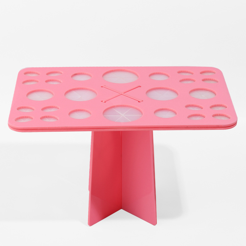 1 Uds estante de secado de brochas de maquillaje, soporte para secador de brochas de maquillaje de 14/26/28 agujeros, soporte para secador de brochas de maquillaje, soporte para brochas de maquillaje: Oro
