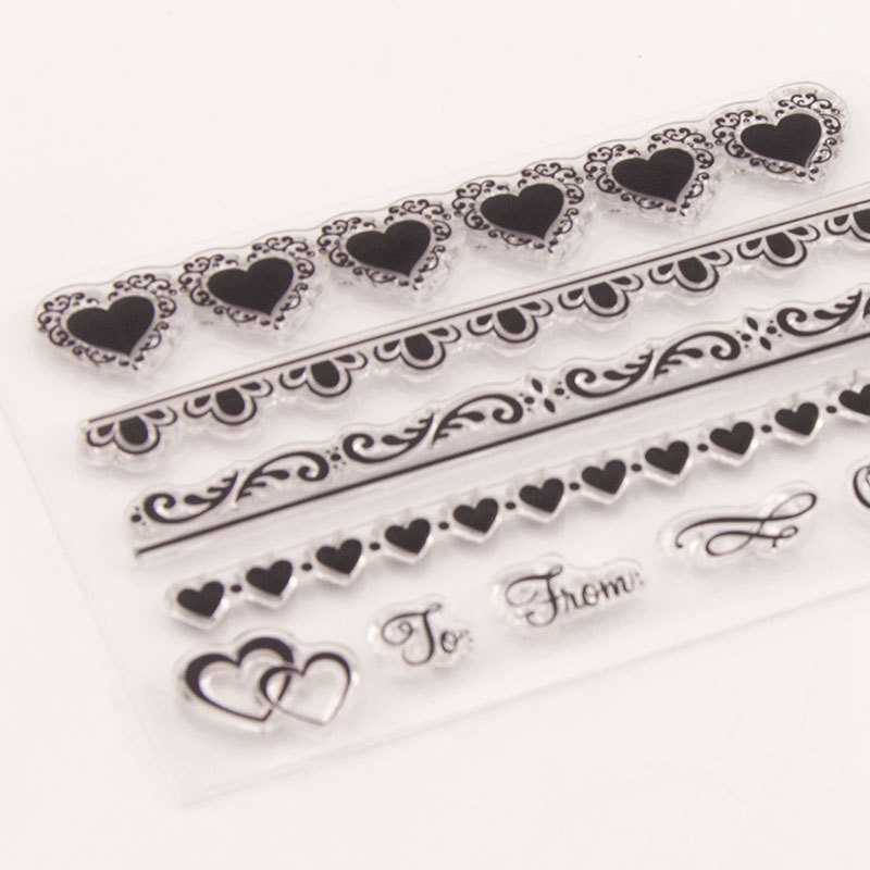 Love Heart strip Border Transparent Clear Silicone Stamp/Seal for DIY Scrapbooking/Photo Album Card Making Stamps