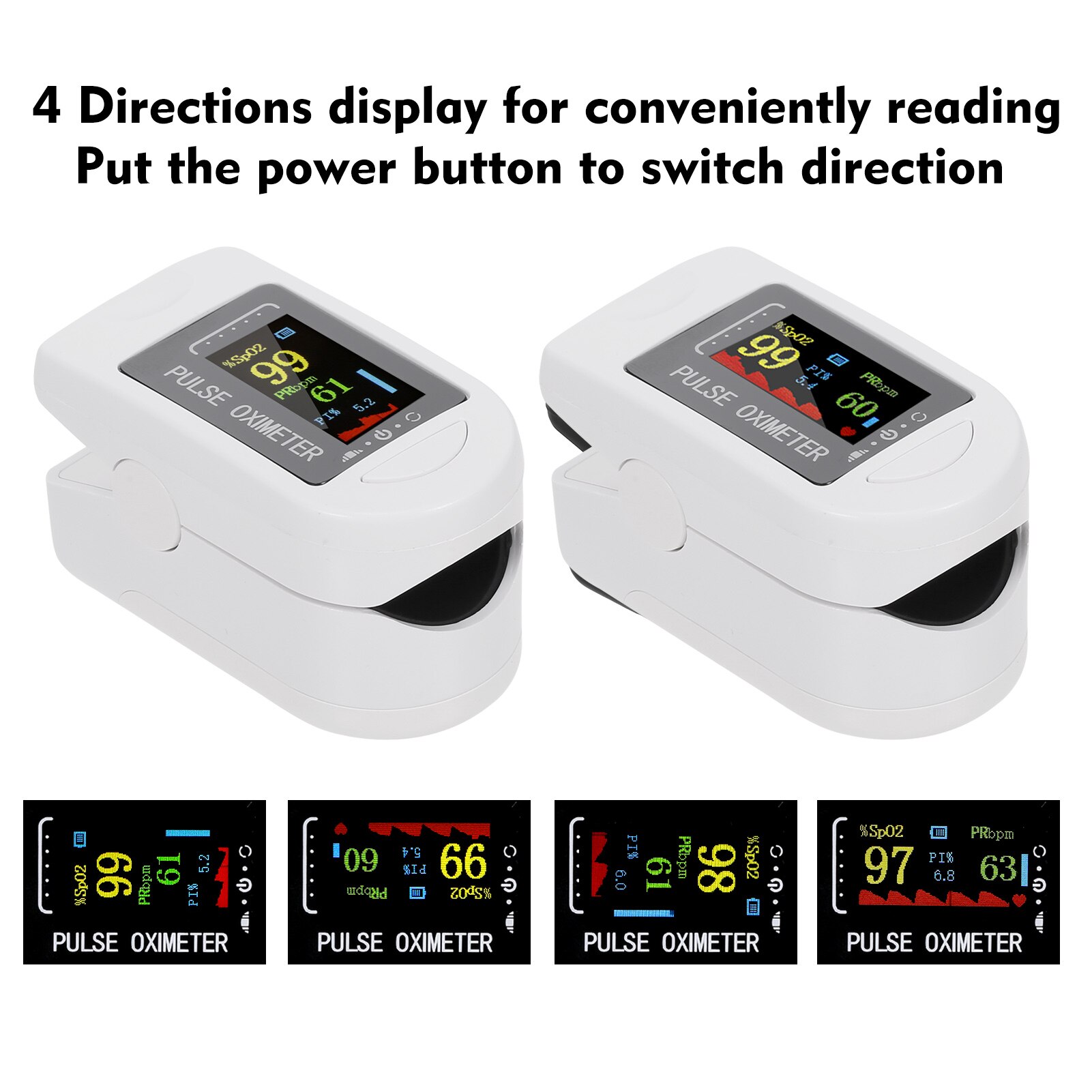 Digitale vingertop pulsoximeter met oled-display, bloedzuurstofsensor, mini- spo2- monitor en polsslagmeter.