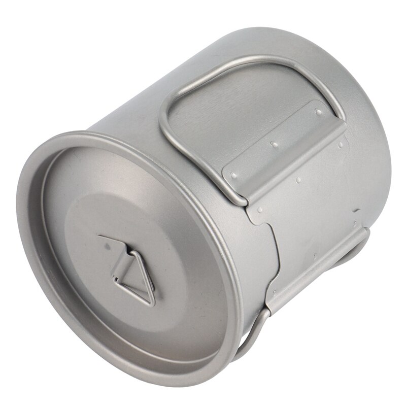 Ultraleicht Tragbare Titan Becher Camping Wasser Becher Außen Tourismus Camping Ausrügestochen mit Faltbare Griff 450ML