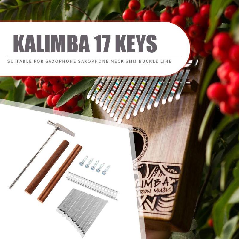 17 Keys Kalimba DIY Keys+Bridge+Tuning Hammer Kit Thumb Piano Accessories