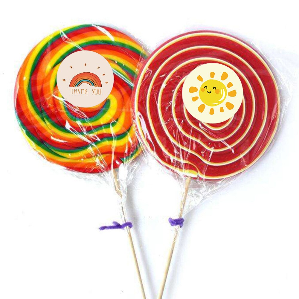 500Pcs Ronde Cartoon Dank U Stickers Leuke Zon Rainbow Wolken Sticker Voor Handgemaakte Cadeau Decor Labels Kids Beloning Stickers