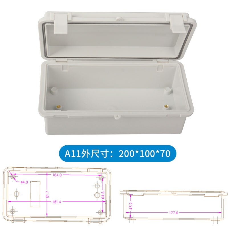 Waterproof Buckle Project box ABS Plastic Electric Control Box Wire Connection Cable Junction Box Instrument Enclosure Clamshell: 200x100x70mm