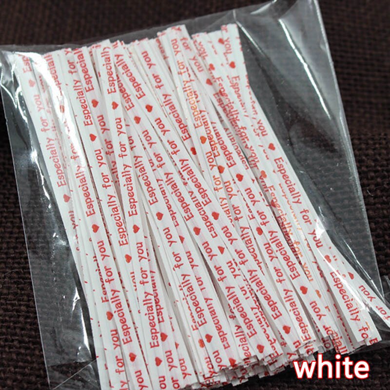 100Stck/tasche Küche Spielereien Kuchen Twist Krawatte Draht metallisch Twist Krawatten Lutscher Nachtisch Zubehör Befestigungen Abdichtung Werkzeuge: Weiß
