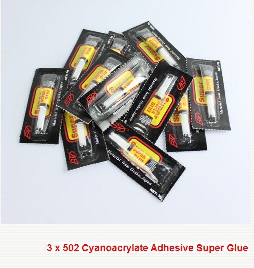 3Pcs/Lot 502 super liquid glue cyanoacrylate quick dry adhesive strong bond fast leather rubber metal home office school tool