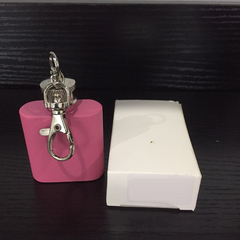 Mini Petaca de acero inoxidable para mujer, Petaca de color rosa con alcohol, colgantes de acero inoxidable, licor de Sipping, 1 oz