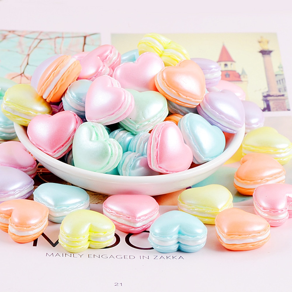 10Pcs Kleur Liefde Macaron Kinderen Speelgoed Slime Pluizige Charmes Accessoires Diy Ketting Decoratie Mobiele Telefoon Case Accessoires