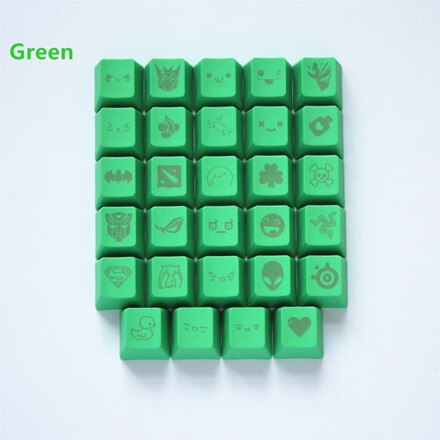 11 colors 29 Engraving graphics DIY PBT keycaps OEM R4 cherry MX switch mechanical keyboard keycap: Green