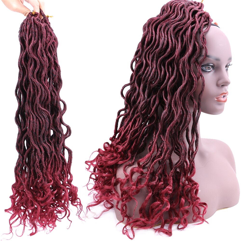 FSR 22 pulgadas diosa Faux Locs Crochet Hair Soft End trenzas naturales 24 Roots/Paquete de pelo trenzado sintético para mujeres