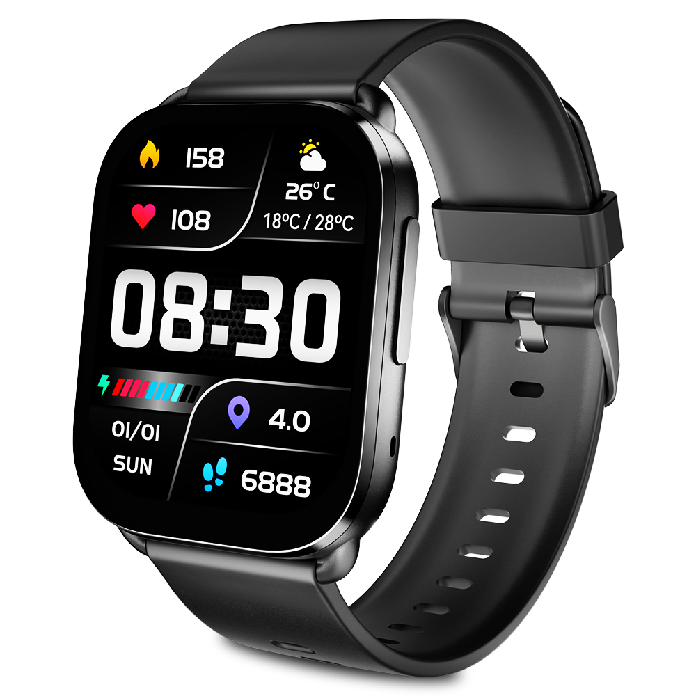 QCY-Montre connectée GS avec appels Bluetooth, écran tactile complet, suivi de la condition physique, plus de 2.02 modes sportifs, moniteur de santé, 100: Default Title