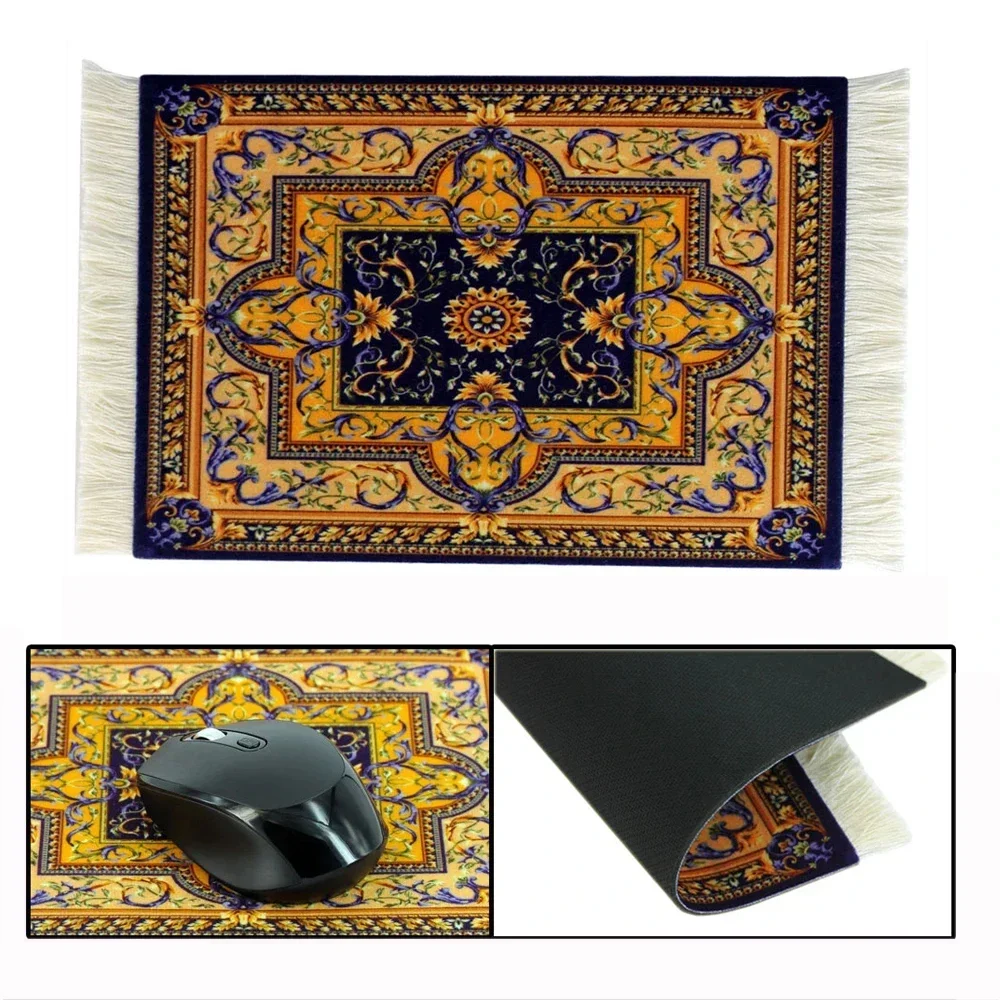 Woven flower Persian carpet small coaster merchants mouse pad desk mat retro style rubber non-slip computer mats