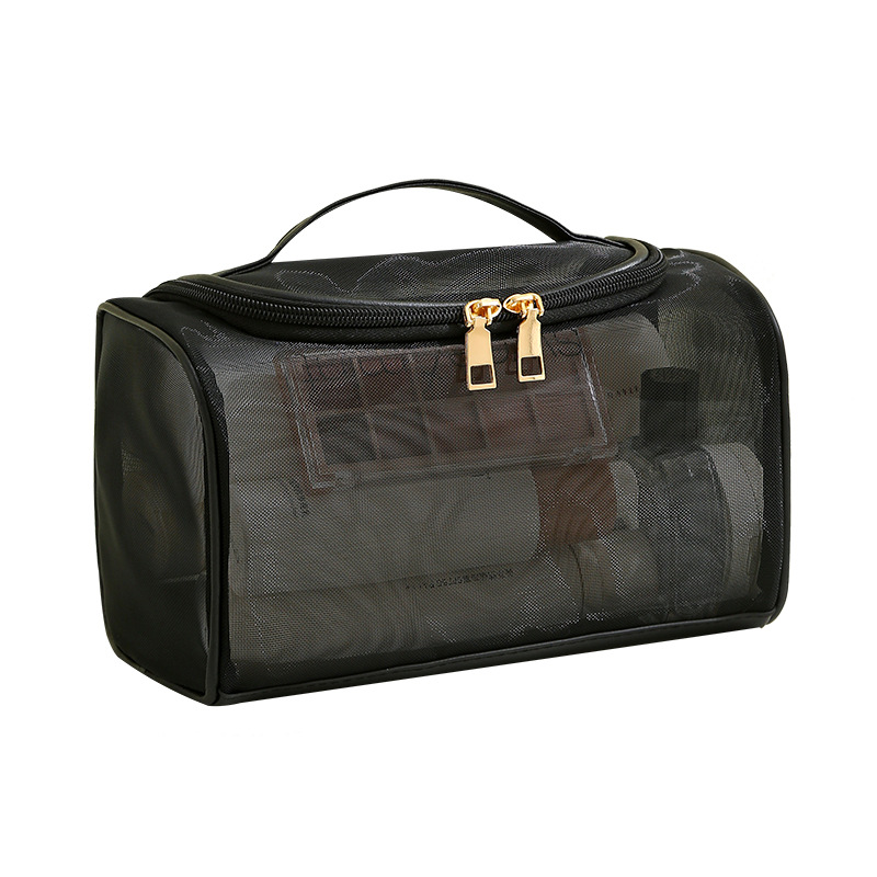 Bolsa de aseo, almacenamiento de viaje, bolsa de cosméticos, bolsa de maquillaje de malla, organizador de ducha con cremallera, estuche de gran capacidad, bolsa de cosméticos para niña