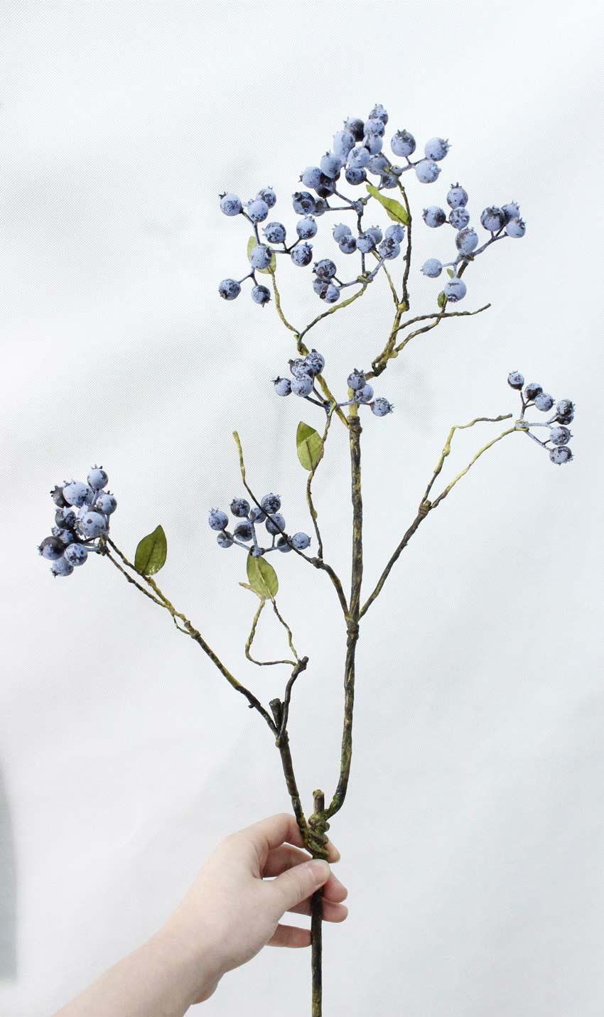 Lang stilk kunstig busk gren gren granatæble frugt blomster hjemmekontor dekoration: Blå