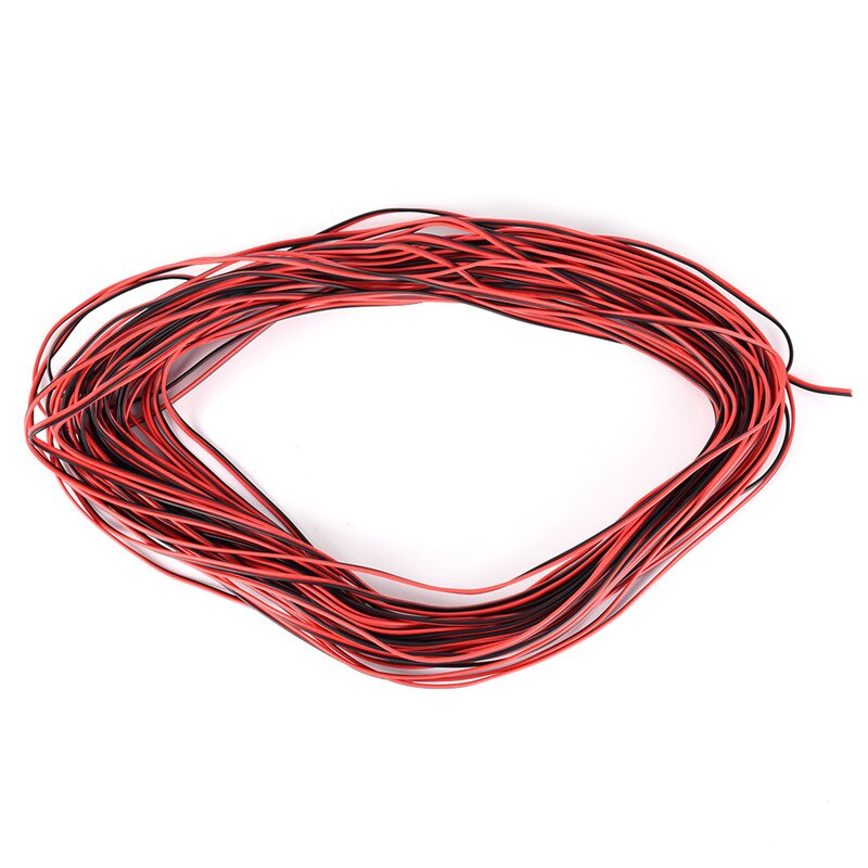 1pc 10m 22AWG Black with Red led wire Cable