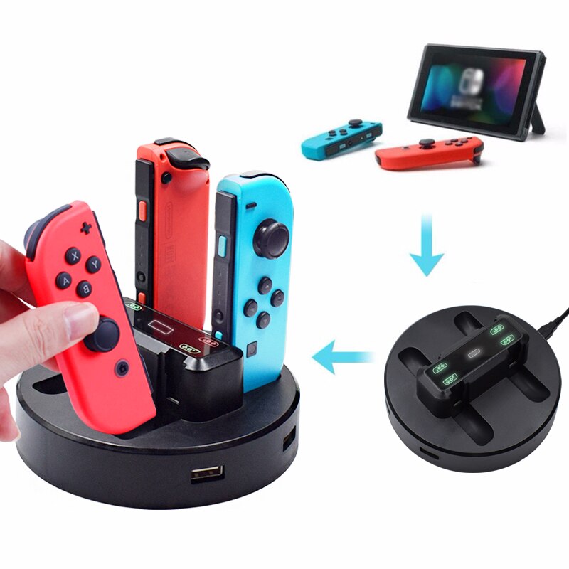 LED Opladen Dock Station Charger Houder Voor Nintendo Switch 4 Vreugde Con Controllers Opladen Stand Voor Nintend Schakelaar NS