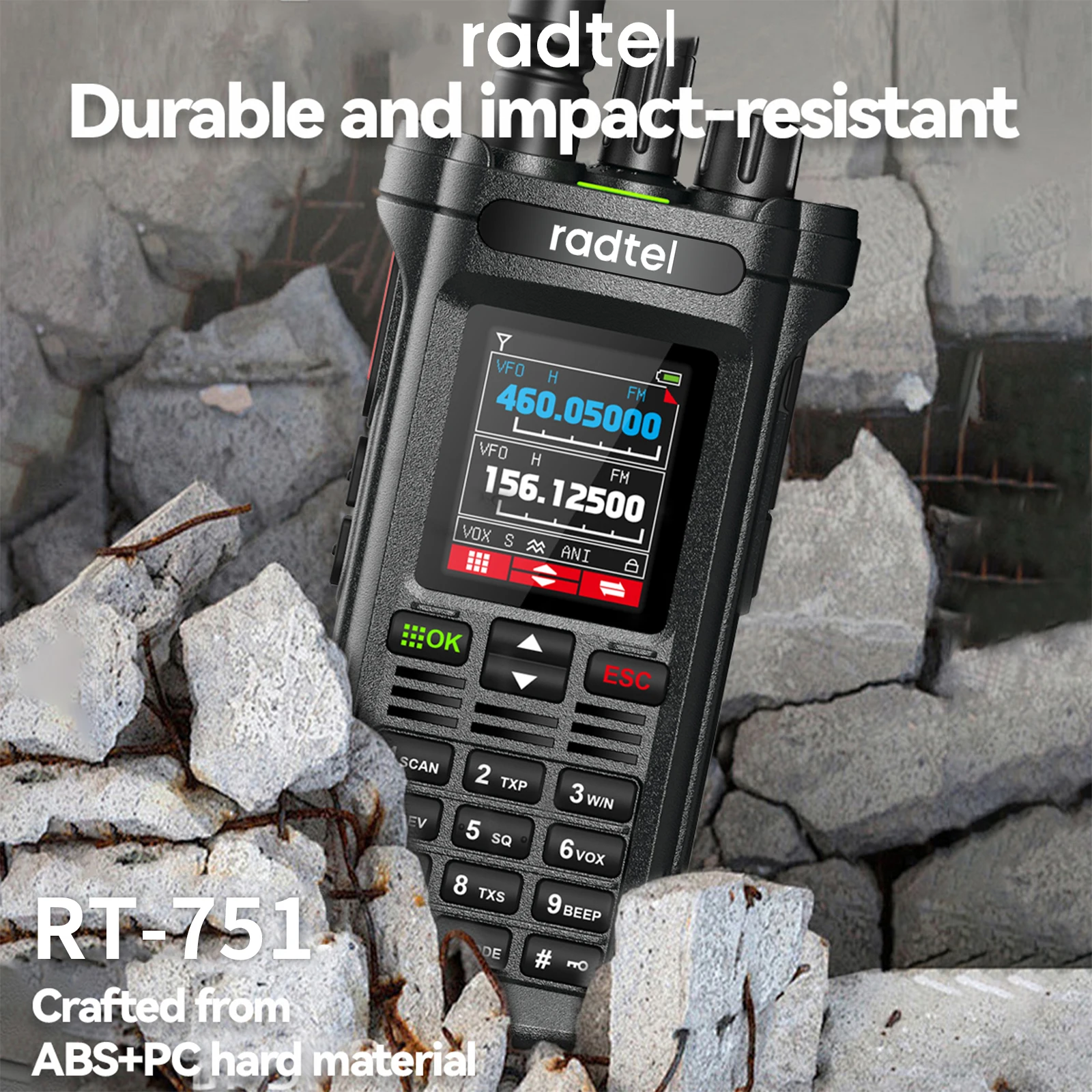 Radtel RT-751 10 W Luft Band Walkie Talkie Dual Band Amateur Amateurfunk 199CH HT USB-C Akku NOAA FM bin Zwei-Wege-Radio