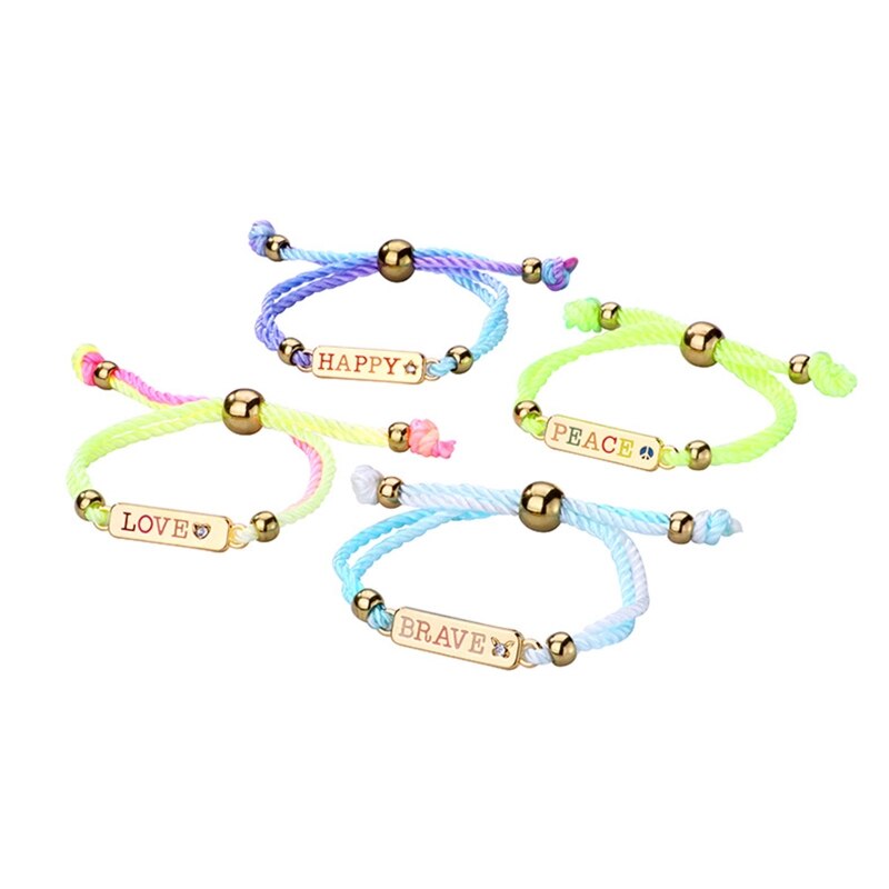 4Pcs Handgemaakte Gevlochten Armband Verstelbare Kleurrijke Touw Geweven Armband Mode-sieraden Voor Vrouwen Tiener Meisjes Party Gunsten