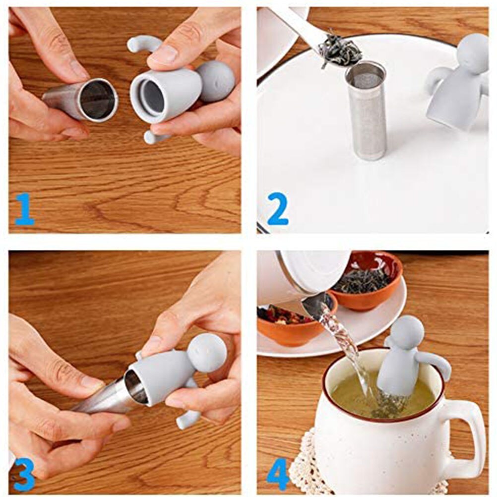 Silicone Tea Strainer Little Man Shaped Tea Infuser Filter Brewing Teapot Tea Infusers Loose Leaf Coffee Filter Tea Accessories