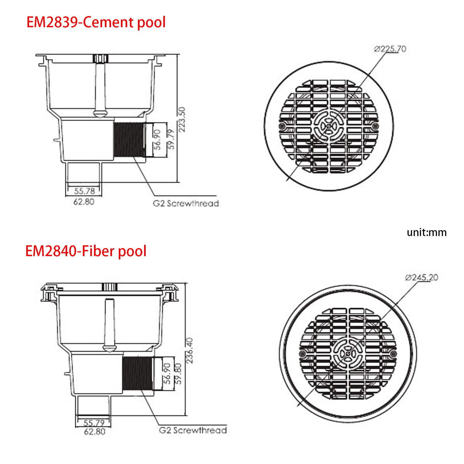 Swimming Pool Main Drain Floor Drain 2inch Water Inlet Draining Accessory, Swimming Pool Main Drain,bottom drain for pool