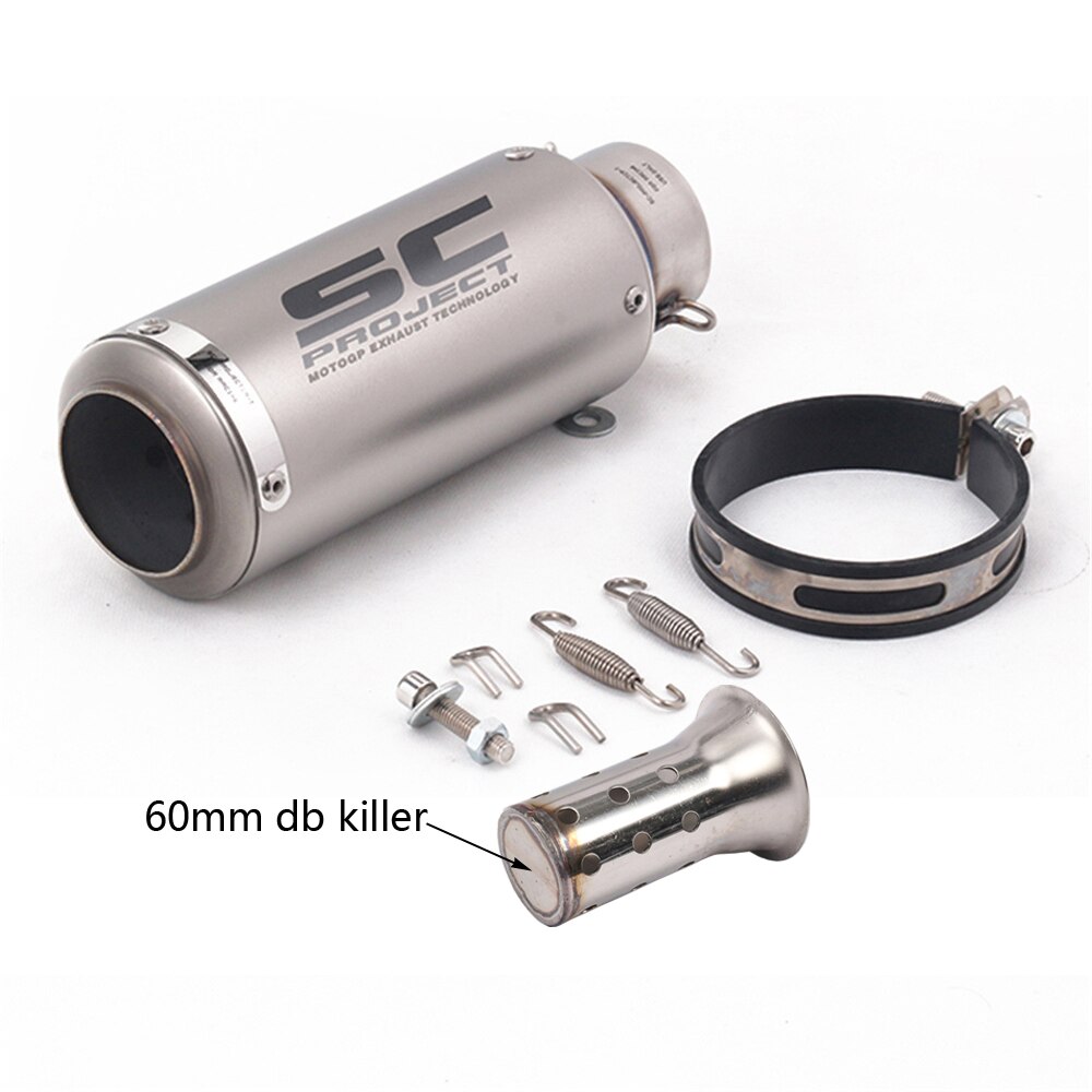 51mm 61mm Motorcycle Exhaust Pipe SC Racing Project Escape Moto Muffler For Pit Bike Cafe Racer pcx r6 z900 mt07 g310gs er6n fz6: B-60mm