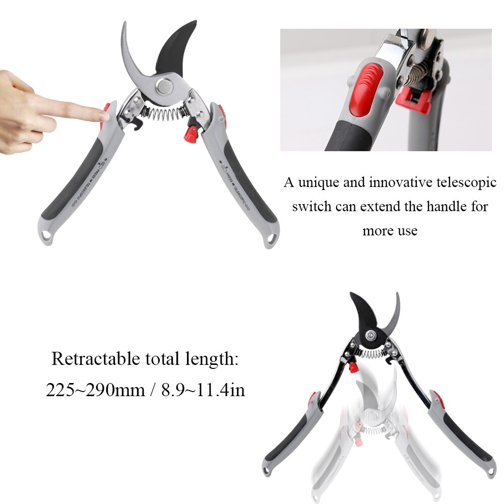 2-in-1 Handle Garden Pruning Shear Tools Carbon Steel Bonsai Pruners Tree Flower Fruit Branch Pruning Scissors Easy Pruners