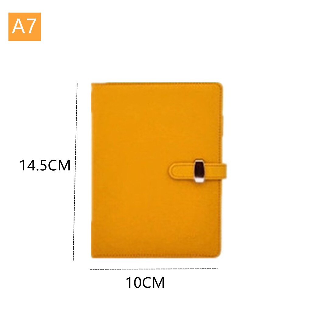 A5 A6 A7 Pu Leather 365 Days Retro Diary Notebook Personal Pocket Organiser Planner Filofax Cover Office School Supplies: Yellow-A7