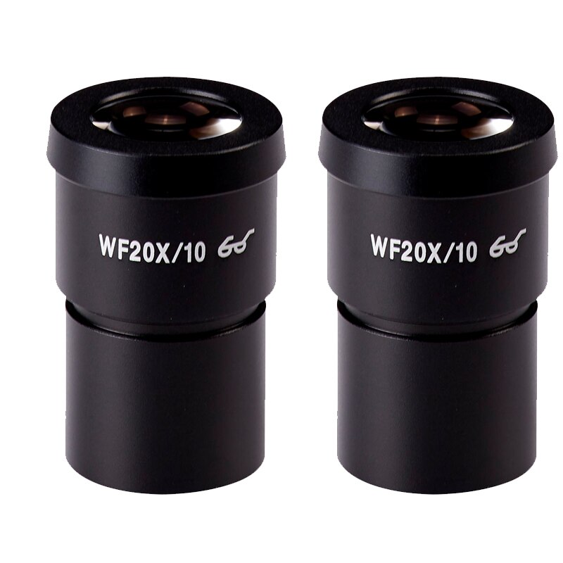 2 uds microscopio estéreo-ocular W10X/20 W15X/15 WF20X/10 WF25X/10 WF30X/9 con copas oculares de caucho guardia: WF20X-10