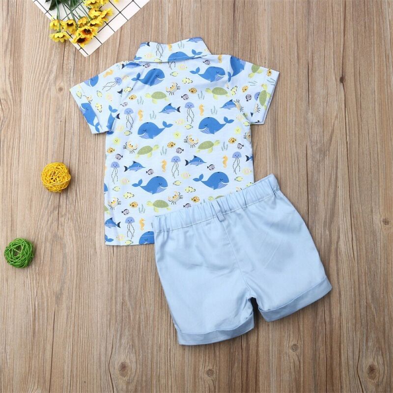 Zomer Kleding Sets jongen Katoen casual kinderkleding Baby Jongens Jurk shirt + Shorts Broek 2 Stuks kleding Sets