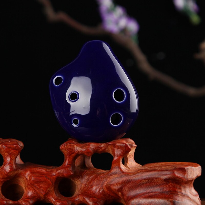 1Pcs Kleurrijke Ocarina Fluit 6 Gat Sopraan C Keramische Flauta Ocarina Of Time Mini Ocarina Fluit Kid &#39;S Speelgoed muziekinstrumenten: Blauw