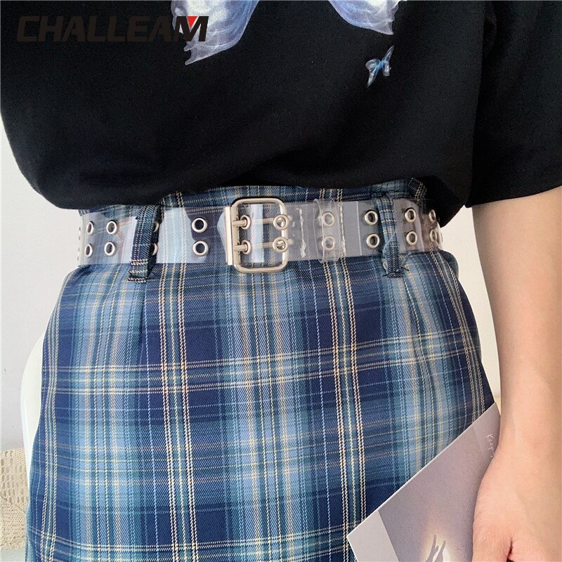 Zwei Reihe PVC Klar Gürtel Für Frauen Stift Schnalle Weiblichen Weiß Taille Hosen transparent Gürtel Damen Jeans Tülle Gürtel 154