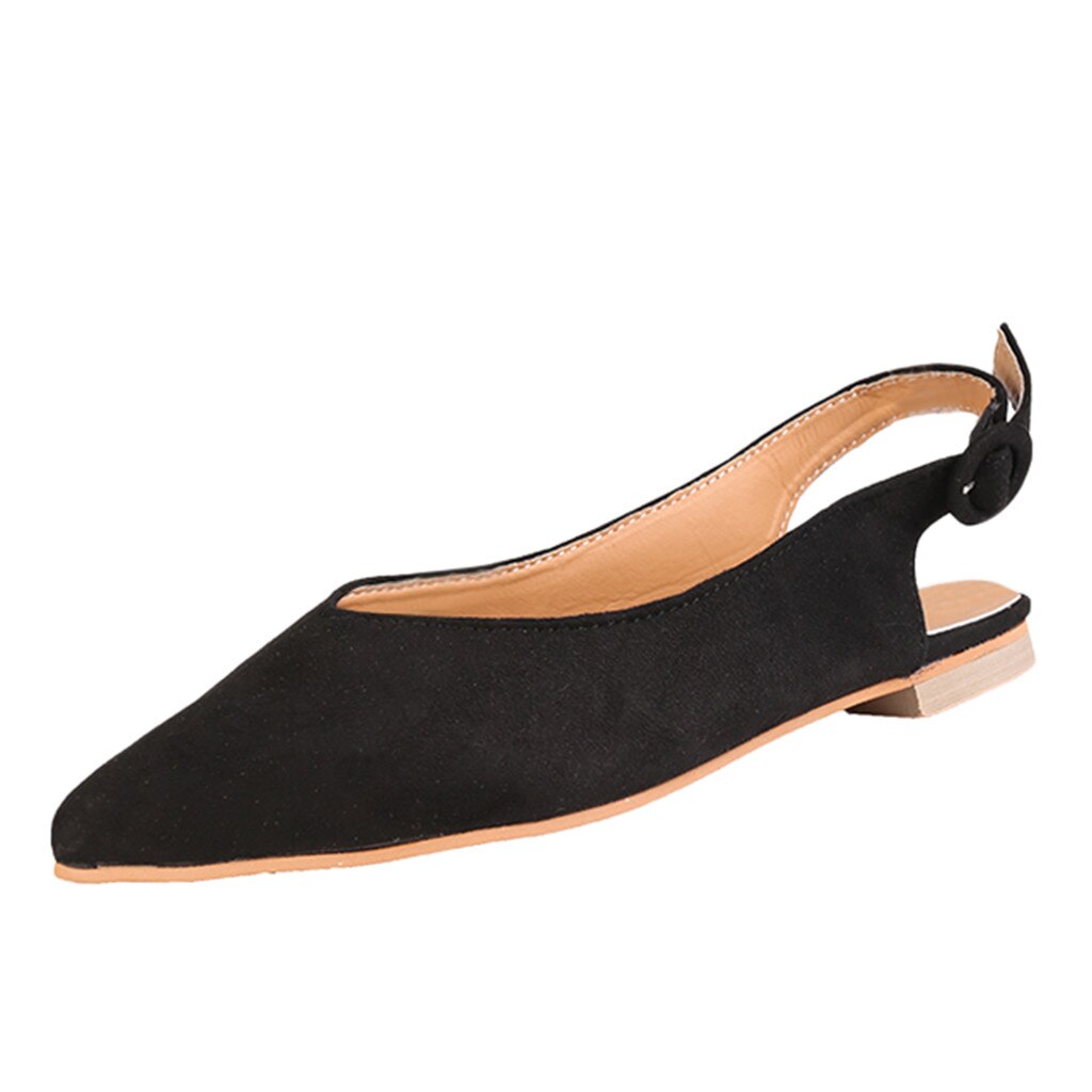 Vogue Women Ladies Solid Leopard Pointed Toe Buckle Slingbacks Causal Single Shoe Gladiator Roman Flat Shoes Outside Pop May 17