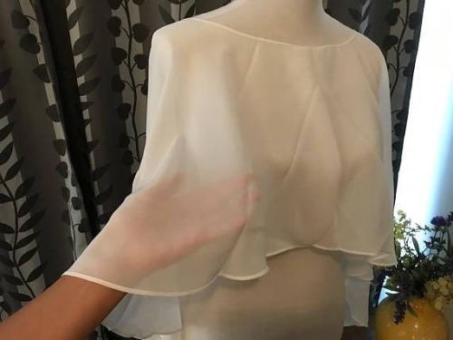 Boléro en mousseline blanc ivoire noir, Simple manteau de mariage, châle, cache-épaule