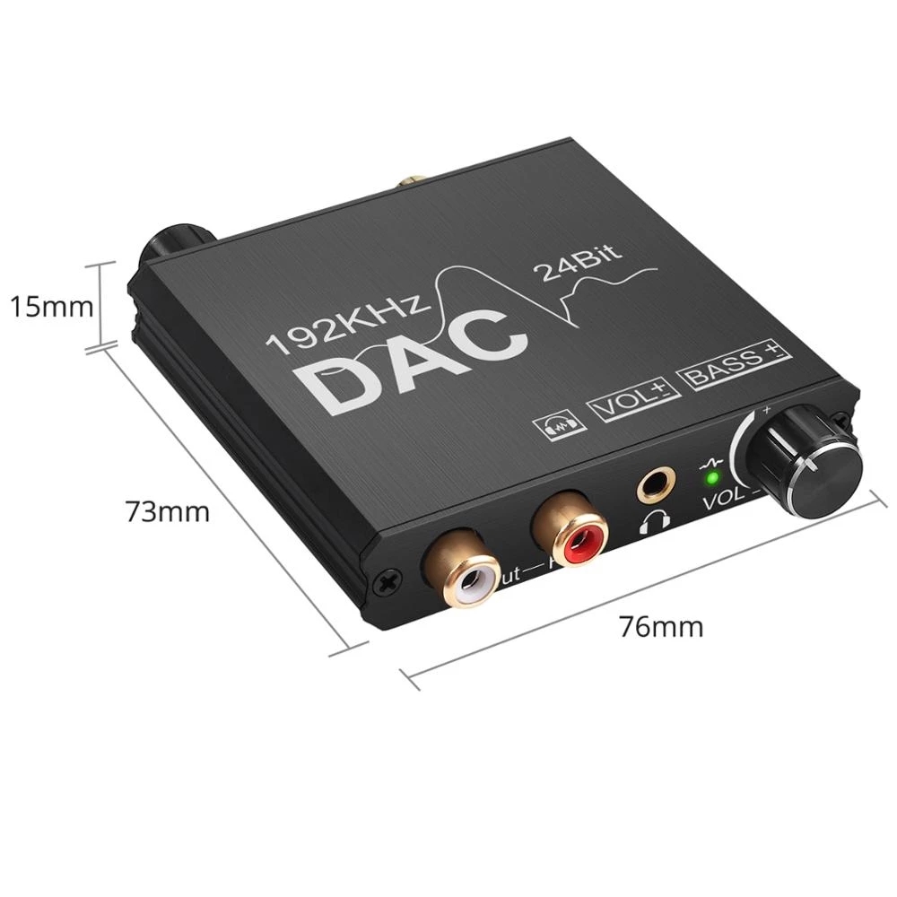 Adaptador óptico DAC Toslink SPDIF Coaxial a RCA 3,5mm Jack 24bit DAC Digital a analógico R/L, convertidor de Audio, compatible con PCM /LPCM