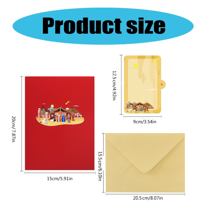 Håndlavet 3d julekort med husmotiv til familiesammenkomst unikt lykønskningskort  a0kc